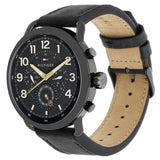 Tommy Hilfiger Briggs Black Dial Black Leather Strap Watch for Men - 1791426