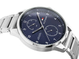 Tommy Hilfiger Chase Multifunction Blue Dial Silver Steel Strap Watch for Men - 1791575