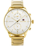 Tommy Hilfiger Chase Quartz White Dial Gold Steel Strap Watch for Men - 1791576