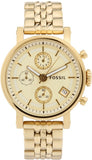 Fossil Boyfriend Chronograph Gold Dial Gold Steel Strap Watch for Women - ES2197