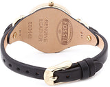 Fossil Georgia Black Dial Black Leather Strap Watch for Women - ES3148