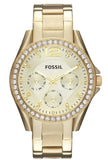 Fossil Riley Gold Dial Gold Steel Strap Watch for Women - ES3203