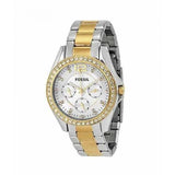 Fossil Riley White Dial Two Tone Steel Strap Watch for Women - ES3204