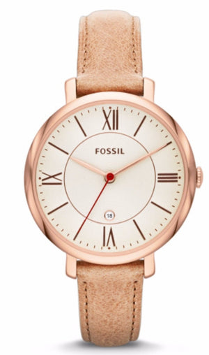 Fossil Jacqueline White Dial Sand Leather Strap Watch for Women - ES3487