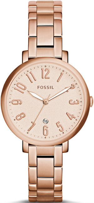 Fossil Jacqueline Rose Gold Dial Rose Gold Steel Strap Watch for Women - ES3970