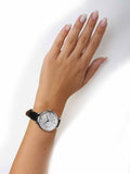 Fossil Jacqueline Quartz White Dial Black Leather Strap Watch for Women - ES3972