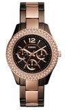 Fossil Stella Multifunction Black Dial Two Tone Steel Strap Watch for Women - ES4079