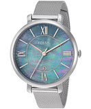 Fossil Jacqueline Mother of Pearl Blue Dial Silver Mesh Strap Watch for Women - ES4322