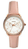 Fossil Tailor Quartz White Dial Pink Leather Strap Watch for Women - ES4393