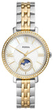 Fossil Jacqueline Analog Moonphase Mother of Pearl White Dial Two Tone Steel Strap Watch for Women - ES5166