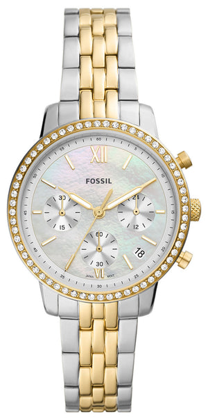 Fossil Neutra Chronograph Mother of Pearl White Dial Two Tone Steel Strap Watch for Women - ES5216