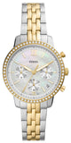 Fossil Neutra Chronograph Mother of Pearl White Dial Two Tone Steel Strap Watch for Women - ES5216