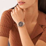 Fossil Neutra Chronograph Mother of Pearl Brown Dial Rose Gold Steel Strap Watch for Women - ES5218