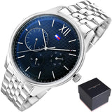 Tommy Hilfiger Damon Chronograph Blue Dial Silver Steel Strap Watch for Men - 1791416