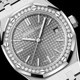 Audemars Piguet Royal Oak 50th Anniversary Diamonds Grey Dial Silver Steel Strap Watch for Men - 15551ST.ZZ.1356ST.03