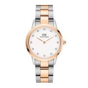 Daniel Wellington Iconic Link White Dial Two Tone Steel Strap Watch For Women - DW00100358