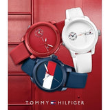 Tommy Hilfiger Denim Quartz Red Dial Red Rubber Strap Watch for Men - 1791323