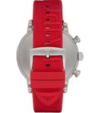 Emporio Armani Luigi Chronograph White Dial Red Rubber Strap Watch For Men - AR11021