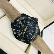 Tag Heuer Aquaracer 300 Calibre 5 Automatic Black Dial Brown Nylon Strap Watch for Men - WAY208C.FC6383