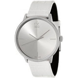 Calvin Klein Accent Silver Dial White Leather Strap Watch for Men - K2Y2X1KW