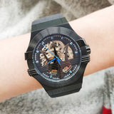Maserati Potenza Automatic Black Dial Black Leather Strap Watch For Men - R8821108009