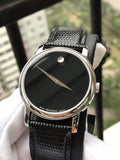 Movado Museum Black Dial Black Leather Strap Watch For Men - 2100002