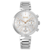 Hugo Boss Flawless Chronograph Silver Dial Silver Steel Strap Watch for Women - 1502530