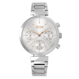 Hugo Boss Flawless Chronograph Silver Dial Silver Steel Strap Watch for Women - 1502530