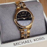 Michael Kors Runway Mercer Quartz Black Dial Two Tone Steel Strap Watch For Women - MK6672