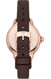Emporio Armani Mia Moonphase Silver Dial Brown Leather Strap Watch For Women - AR11568