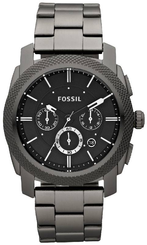 Fossil Machine Chronograph Black Dial Black Steel Strap Watch for Men -  FS4662