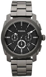 Fossil Machine Chronograph Black Dial Black Steel Strap Watch for Men - FS4662