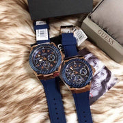Guess Zena Blue Dial Blue Silicone Strap Watch For Women - W1049L2
