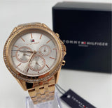 Tommy Hilfiger Ari Diamonds Silver Dial Rose Gold Steel Strap Watch for Women - 1781978