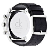 Calvin Klein City Chronograph Silver Dial Black Leather Strap Watch for Men - K2G271C6