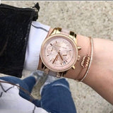 Michael Kors Ritz Chronograph Rose Gold Dial Two Tone Steel Strap Watch for Women - MK6307