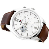 Tommy Hilfiger Deacon White Dial Brown Leather Strap Watch for Men - 1791550