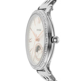 Fossil Jacqueline Multifunction Moonphase White Dial Silver Steel Strap Watch for Women - ES5164