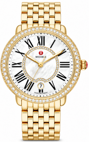 Michele Serein Mother of Pearl Dial Gold Steel Strap Watch for Women - MWW21B000031
