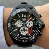 Tag Heuer Formula 1 Indy 500 Edisi Terbatas Chronograph Black Dial Black Rubber Strap Watch untuk Pria - CAZ101AD.FT8024