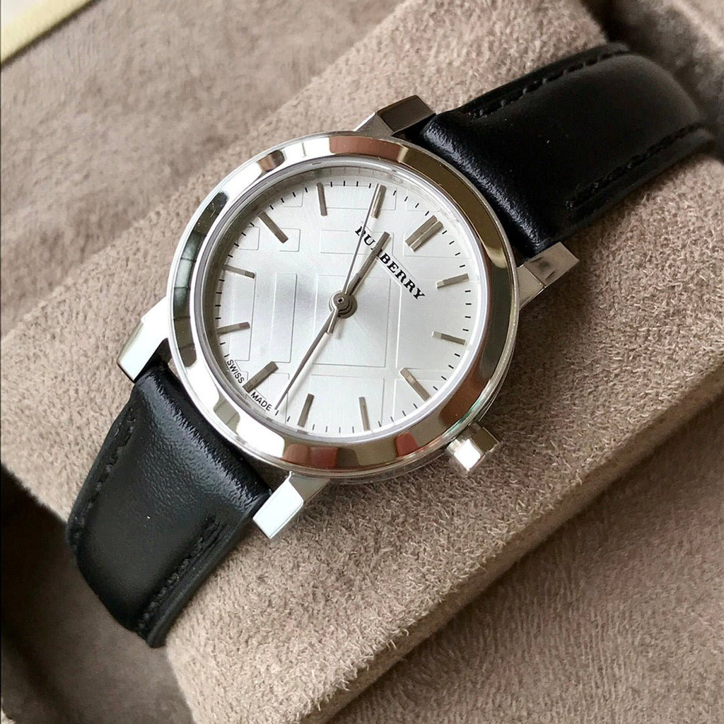 Burberry The City Silver Dial Black Leather Strap Watch for  display picture 2