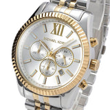 Michael Kors Lexington Silver Dial Two Tone Steel Strap Watch for Men - MK8344