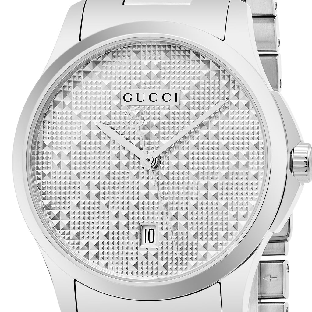 Gucci G Timeless Silver Dial Silver Steel Strap Watch For Women