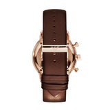 Emporio Armani Classic Chronograph Brown Dial Brown Leather Strap Watch For Men - AR0387