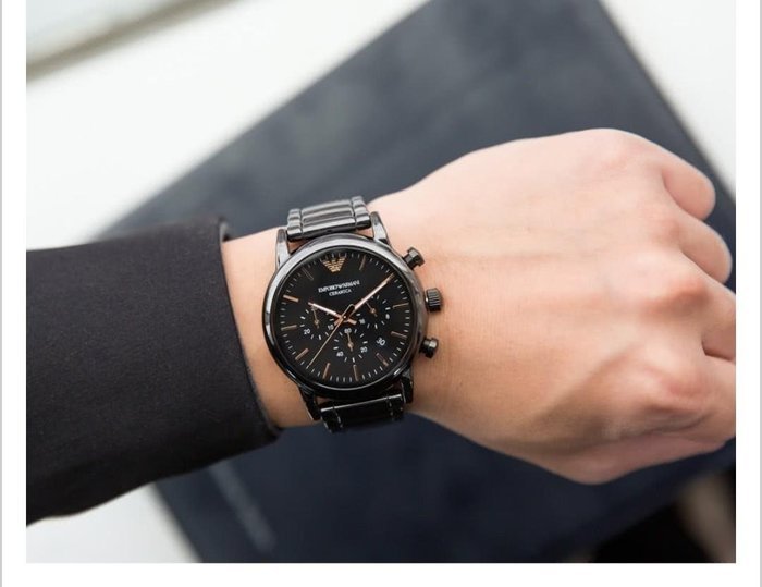 Emporio Armani Luigi Ceramic Chronograph Black Dial Black Strap