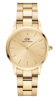 Daniel Wellington Iconic Link Unitone Gold Dial Gold Steel Strap Watch For Women - DW00100403