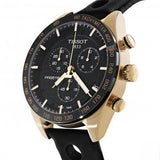 Tissot PRS 516 Chronograph Black Dial Jam Tangan Tali Kulit Hitam Untuk Pria - T100.417.36.051.00