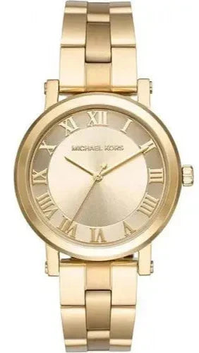 Michael Kors Slim Runway Gold Dial Gold Steel Strap Watch  display picture 2
