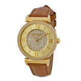 Michael Kors Catlin Champagne Dial Brown Leather Strap Watch for Women - MK2375