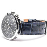 Guess Horizon Chronograph Quartz Black Dial Blue Leather Strap Watch For Men - W0380G3